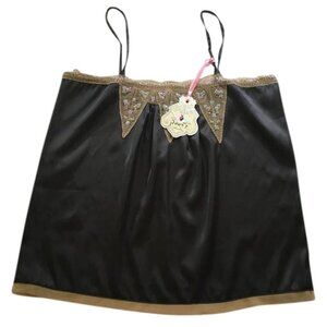 Poof-apparel, black, taupe, iridescent sequin with beads classy satin top, Med